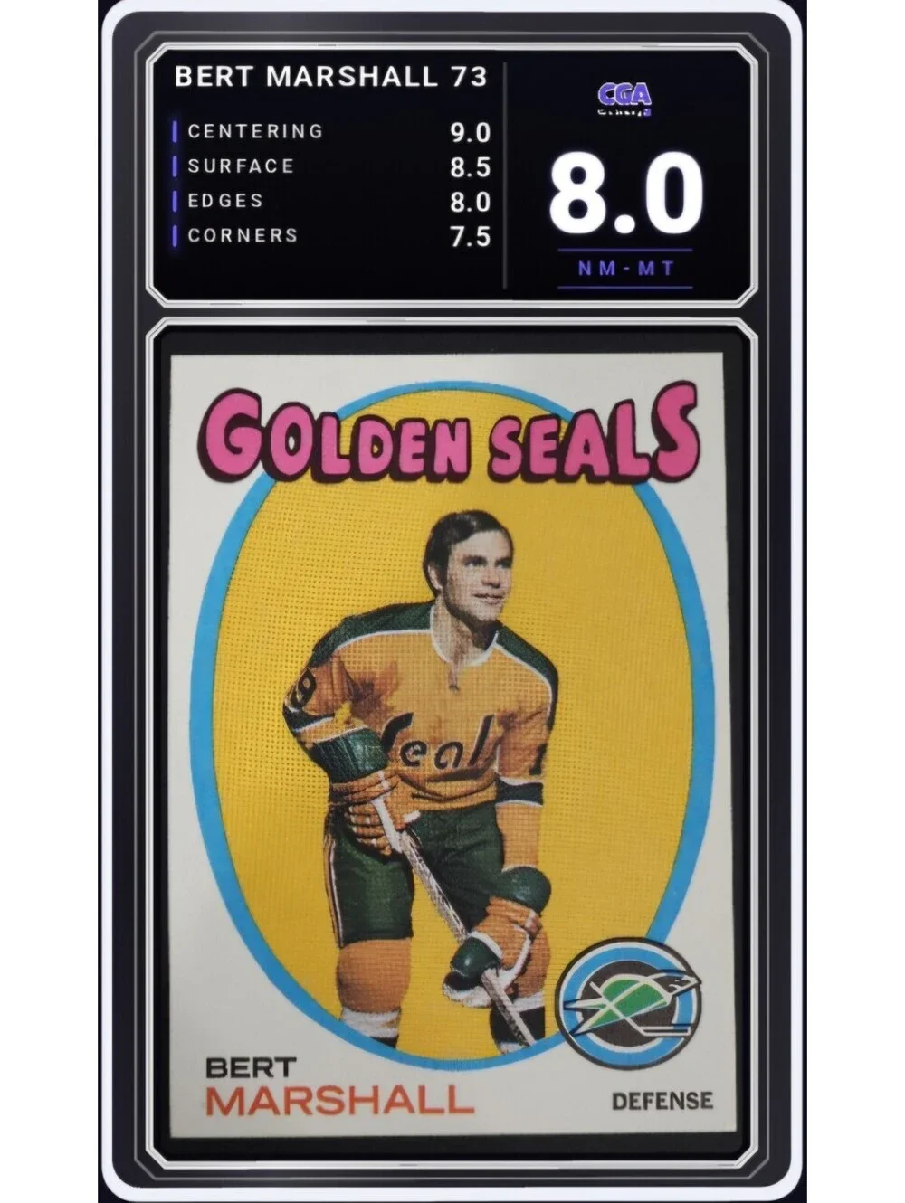 1971-72 Topps Hockey #73 Bert Marshall Golden Seals NHL - CGA 8.0 Digital Grade
